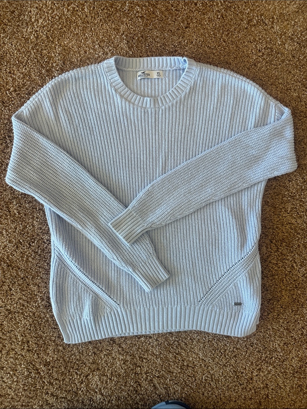 Hollister Light Blue Ribbed Crewneck Sweater